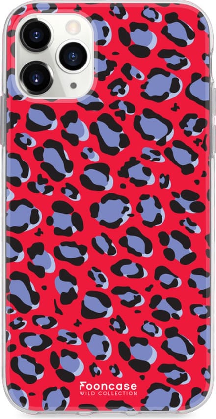 Fooncase Hoesje Geschikt voor iPhone 11 Pro Max - Shockproof Case - Back Cover / Soft Case - Luipaard / Leopard print / Rood