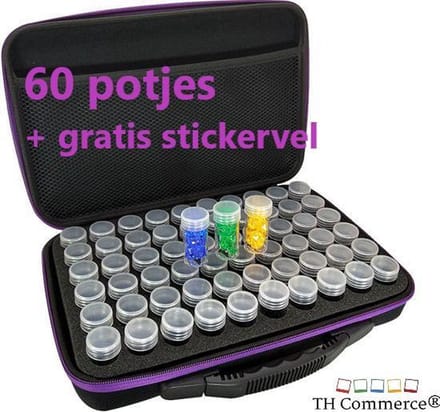 TH Commerce Diamond Painting Opbergdoos - Sorteerdoos met 60 potjes - Paars