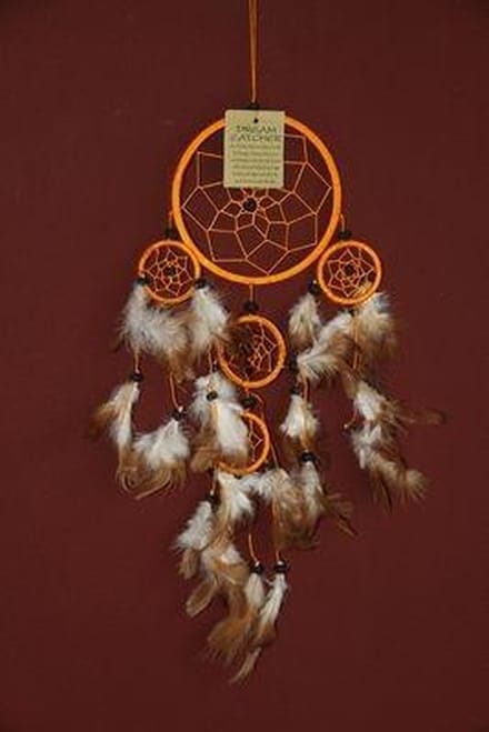 Dromenvanger / Dreamcatcher Ø12cm met kleintjes  - oranje