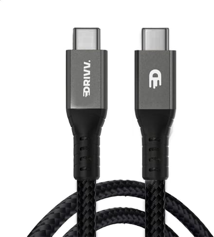 Drivv. USB C naar USB C Kabel 4.0 - Gen 3 - 240W Snellader - 8K 60Hz - 40Gbps - 2 Meter - Nylon - Zwart