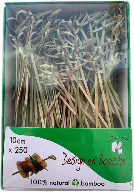 Cocktail prikkers met lus - bamboe spiezen - saté prikkers - 250 stuks - 10cm