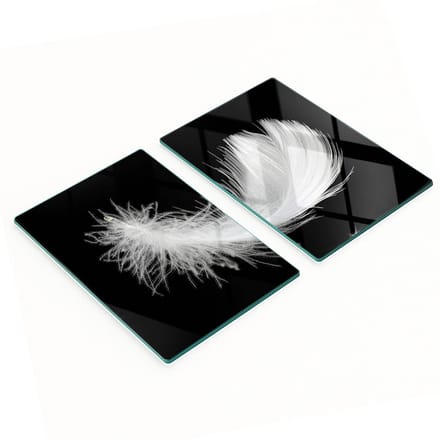 Multifunctionele decoratieve glazen borden met verenprint 2x40x52 cm