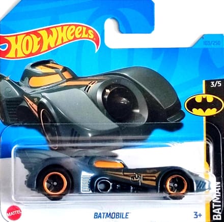 HOT WHEELS BATMAN BATMOBILE GREY 103/250 (1:64) HW BATMAN 3/5 SHORT CARD