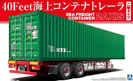 Aoshima Modelbouwpakket Militaire voertuigen - 05290 40 Feet Sea Freight Container 2 Axis Trailer Plastic - 1:32 - Modelbouw