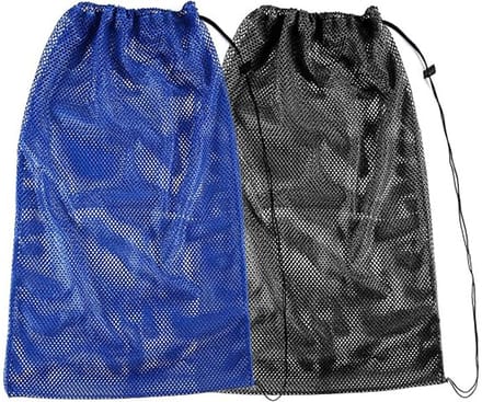 Snorkelset mesh tassen extra groot - set van 2 - zwart en blauw - ideaal voor duikuitrusting - ShopVlot