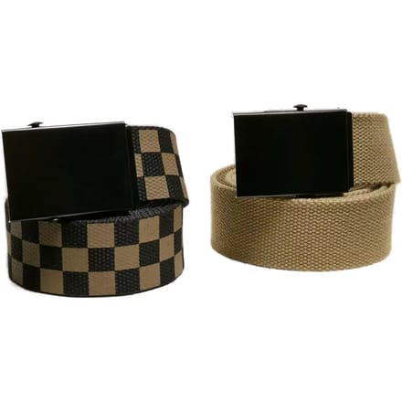 Urban Classics - Check and Solid 2-pack Canvas riem - S/M - Groen/Zwart