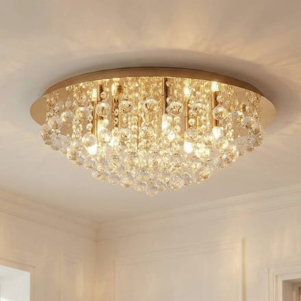 Lindby - plafondlamp - 8lichts - Staal, kristal - H: 23.5 cm - G9 - goud