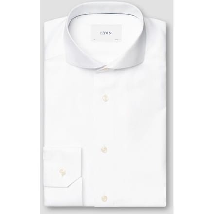 Eton Overhemd Luxury Fine Herringbone Wit / male