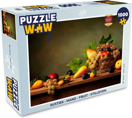 Puzzel Rustiek - Mand - Fruit - Stilleven - Legpuzzel - Puzzel 1000 stukjes volwassenen