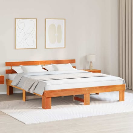 vidaXL - Bedframe - Wasbruin - 200 - x - 200 - cm - Massief - grenenhout