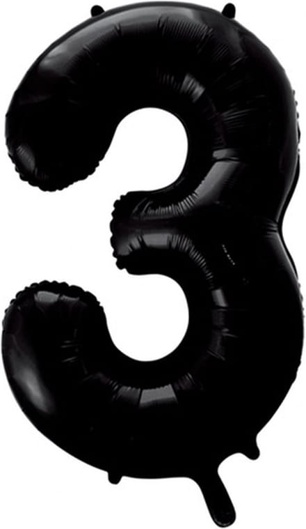 Wefiesta - Folieballon Cijfer 3 Zwart - 86 cm
