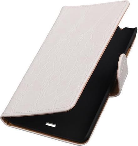 Microsoft Lumia 540 Croco Booktype Wallet Hoesje Wit - Cover Case Hoes