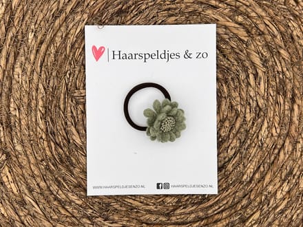 Elastiek - per stuk - hippe kleuren - met bloem - meisjes - blossem - groen