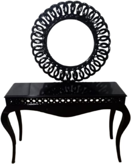 Barok ronde spiegel console zwart