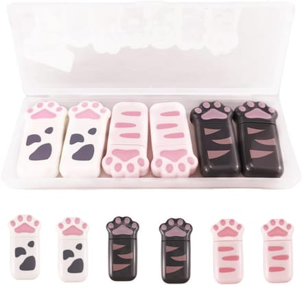 6 Pack Correctielint met Schattige Kattenpootjes voor School en Kantoor
