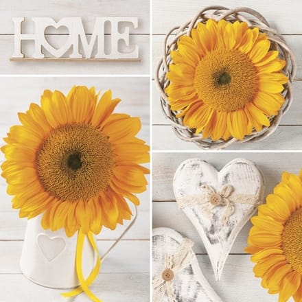 Lunch servetten Sunflowers Collage with Hearts - Maki - 33x33 cm