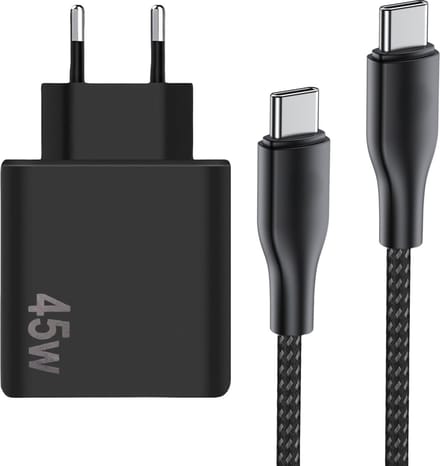 45w usb C adapter geschikt voor Samsung super fast charging 2.0 - 1m - zwart