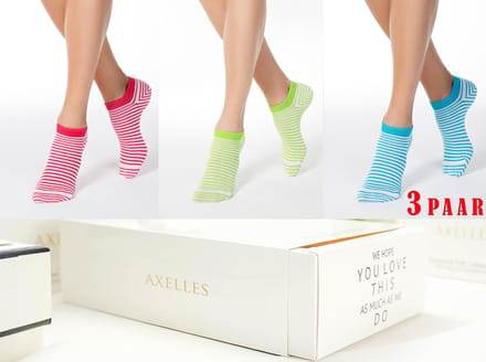 Sneakersokken gestreept uniseks 3-paar set, 36/37