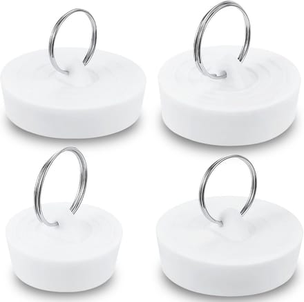 Gootsteenstekkers Set - Badpluggen Universeel - Water Dicht Maken - Met Ophangring - 4 Maten - Wit