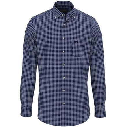 Fynch-Hatton Overhemd Small Check Button Down Navy / male