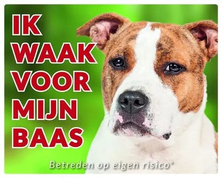American Stafford Waakbord - Ik waak voor mijn baas