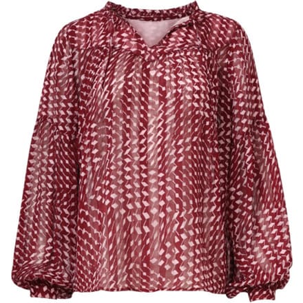 Smashed Lemon Bordeaux en babyroze geometrische geprint blouse |