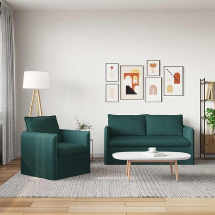 vidaXL Bankstel 2 pcs Donkergroen 156 x 82 x 85 cm Stof