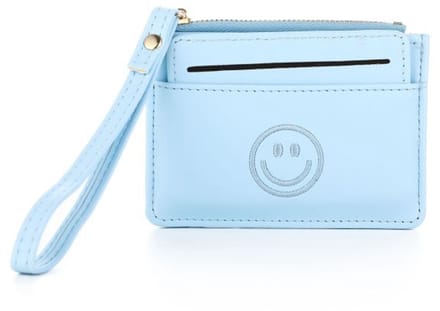 portemonnee - coin purse - happy face - licht blauw -