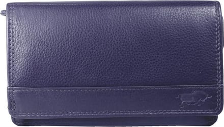 Leren Damesportemonnee Donkerpaars RFID - Lederen Dames Portemonnee - Harmonica Model