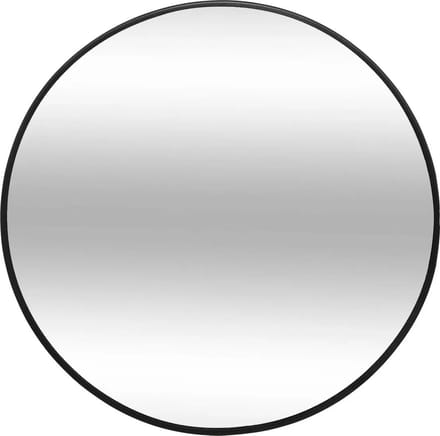 Atmosphera Spiegel/wandspiegel - rond - Dia 38 cm - metaal/glas - zwart