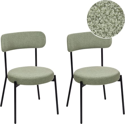 ALLISON - Eetkamerstoel set van 2 - Lichtgroen - Bouclé