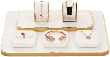 Sieradenstandaard met Organizer - Juwelier Display - Sieraden Presenteren - Met Verlichting - 7 Onderdelen - Wit
