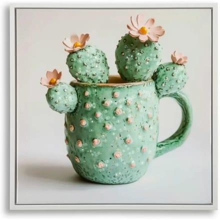 Muurdecoratie print op ster met lijst cactuspot C Mauro Ferretti Laccata