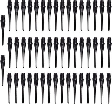 Set van 50 Zachte Dart Tips, 2BA Zwarte Plastic Dart Tips voor Soft Darts, Vervangende Nylon Tips voor Darts