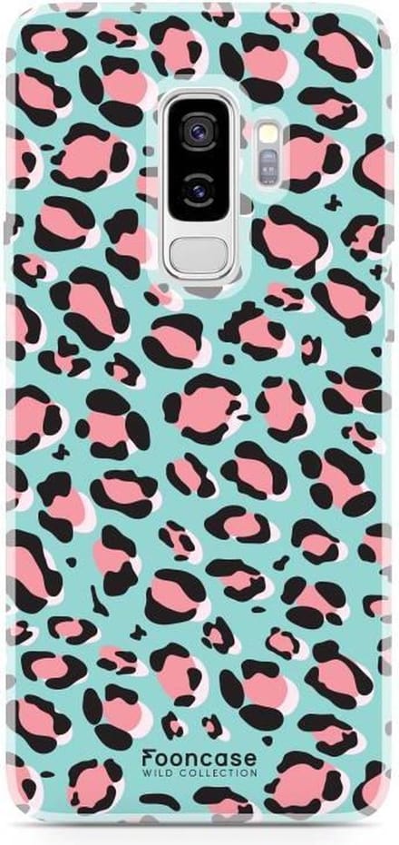 Fooncase Hoesje Geschikt voor Samsung Galaxy S9 Plus - Shockproof Case - Back Cover / Soft Case - Luipaard / Leopard print / Blauw