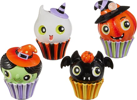 Viv! Christmas Halloween Decoratie Beeld - Cupcake Monstertjes - set van 4 - 13 cm