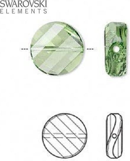 Swarovski Elements, 6 stuks Twist kralen, 14x6mm, peridot (5621)