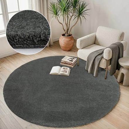 Muratap Comfy premium rond luxe effen vloerkleed wasbaar uni 200 cm rond