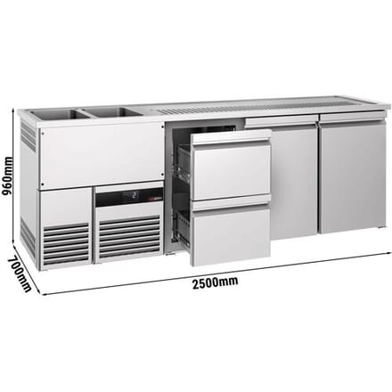 GGM Gastro Biertheke PREMIUM - 2500x700mm - 2 Türen mit 2 Schubladen