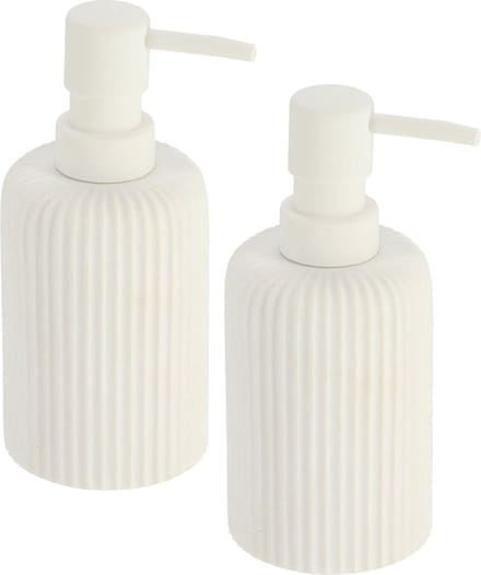 Tendance Zeeppompje 101 series - 2x - wit - geribbeld - PS - D7 x H17 cm - 230 ml - badkamer