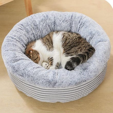 Couverture de sommeil pour animaux de compagnie, lit rond en peluche douce pour chat et Dag S gris