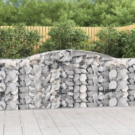 vidaXL - Schanskorven - 4 - st - gewelfd - 400x50x100/120 - cm - ijzer