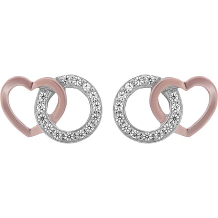 Orphelia 'Ely' Dames 925 Sterling Zilveren Stud Oorringen - Zilver/Roze ZO-7286