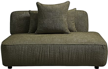 Vente-unique Chaise longue rechts in kakigroene boucléstof LELACO