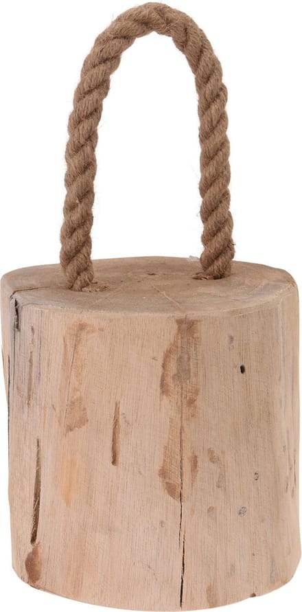 Excellent Houseware Deurstopper Boomstam - teak hout - met draagtouw - 14 cm - natuurlijk wonen