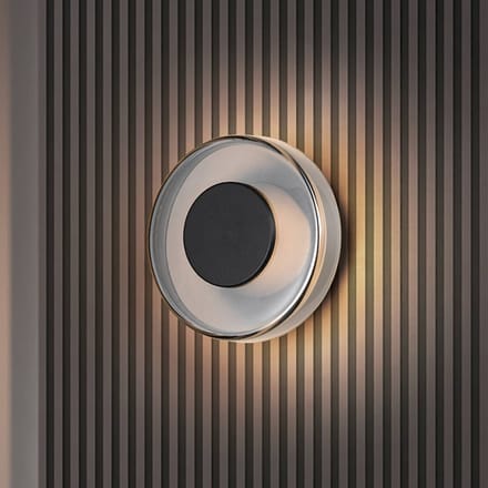 Trio Lighting LED wandlamp Celeste, zwart/chroom, Ø 22 cm glas dimbaar