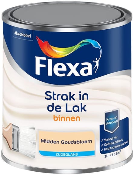 Flexa - Strak In De Lak Binnenlak Zijdeglans - Midden Goudsbloem - Mengverf - 1 L