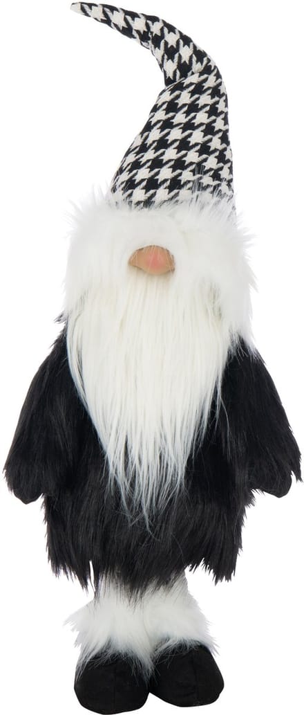 J-Line figuur Kerstman Pied-De-Poule - polyresin - wit/zwart