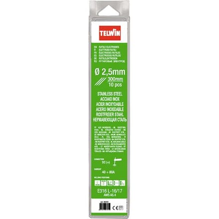 Telwin elektroden RVS rutiel Ø 2,5mm (10 Stuks)