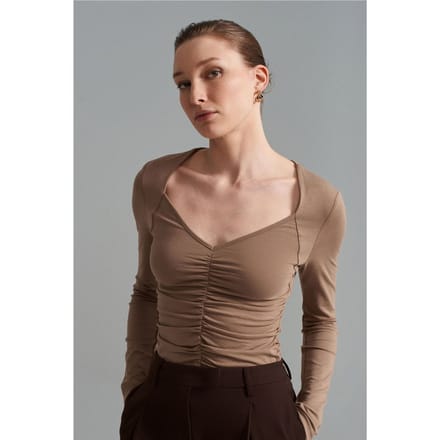 Slim Fit V-hals Jersey Blouse